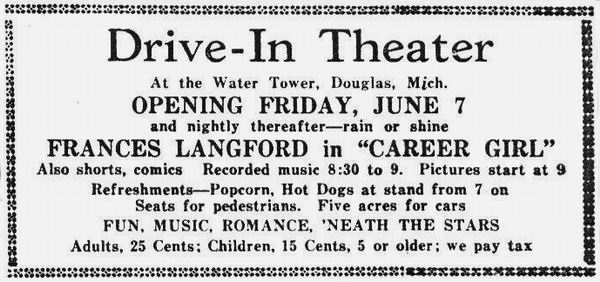 Douglas Drive-In Theatre - Old Ad From Andrew Wilson